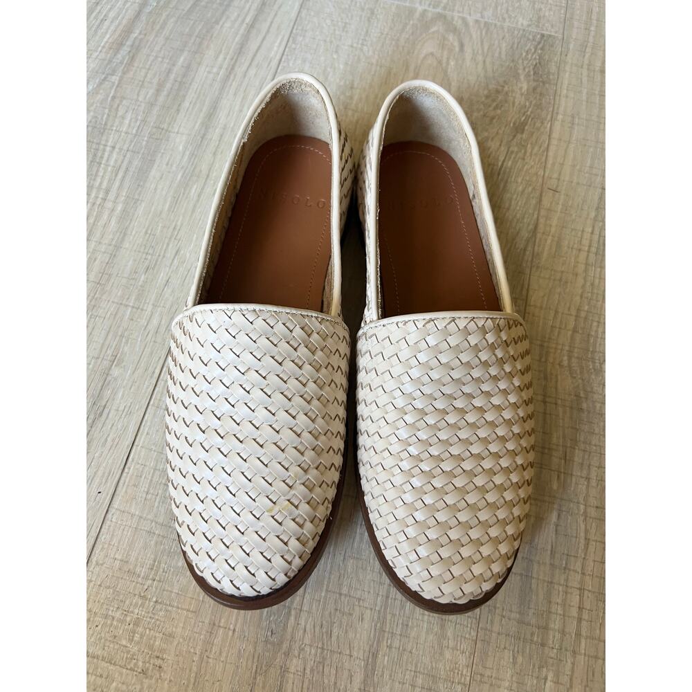 Nisolo Mara Woven Slip On Leather Shoes Bone White color 7.5
